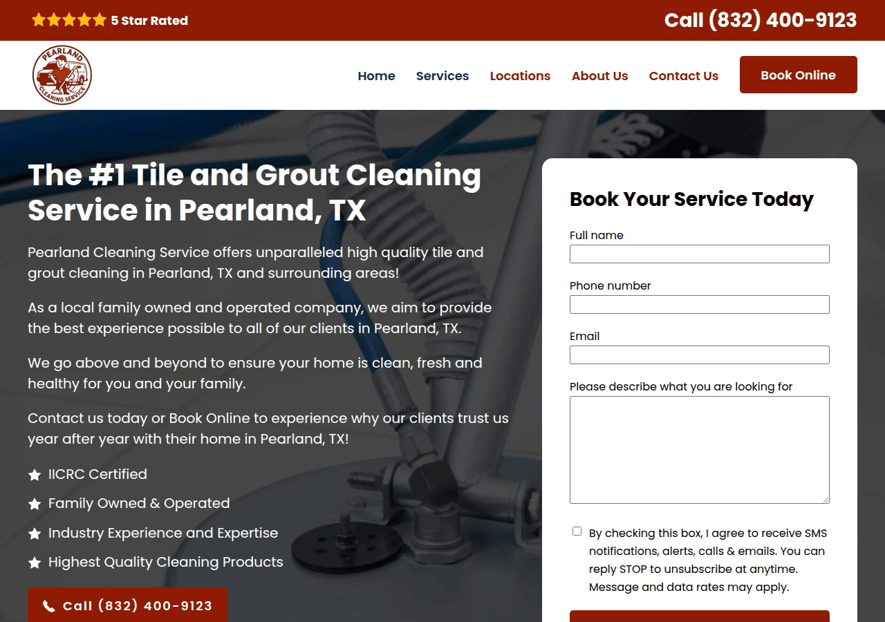 Screenshot of pearlandcleaningservice.com