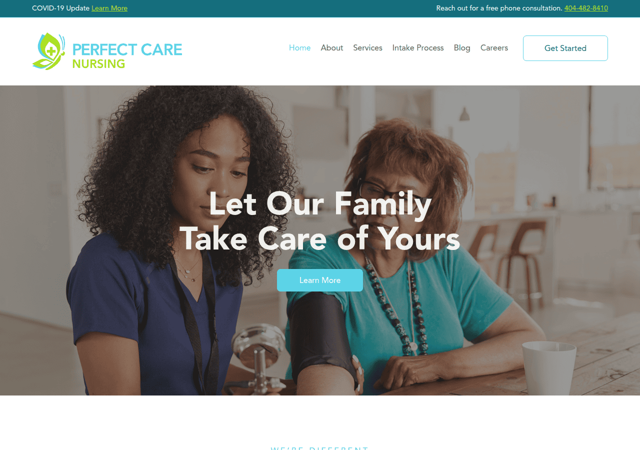 Screenshot of perfectcarenursing.com