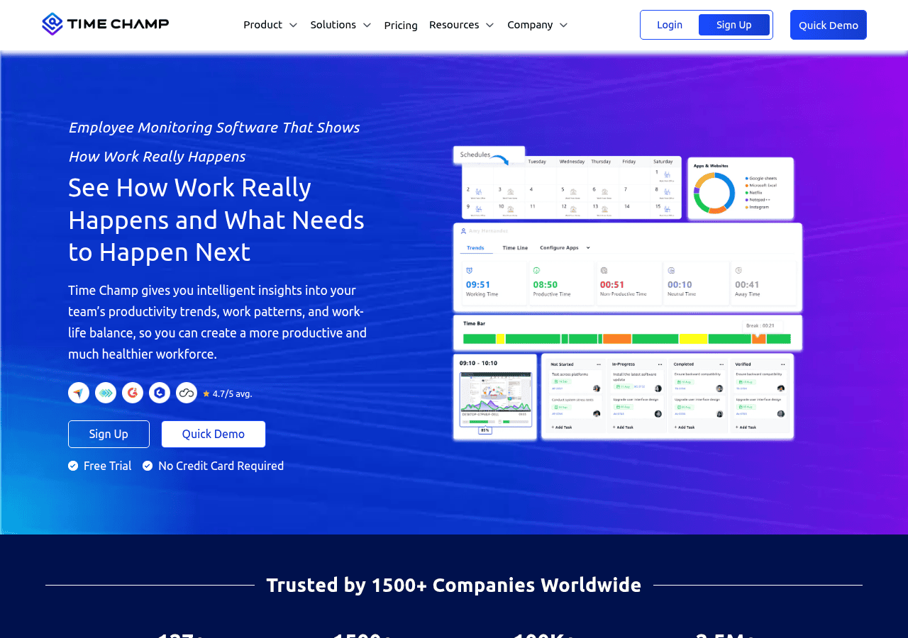 Screenshot of timechamp.io