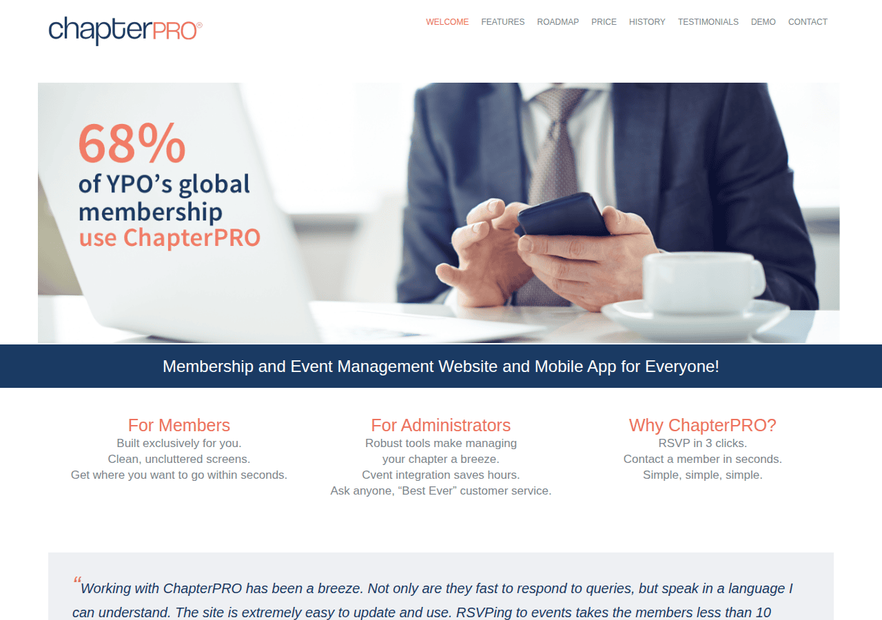 Screenshot of chapterpro.com