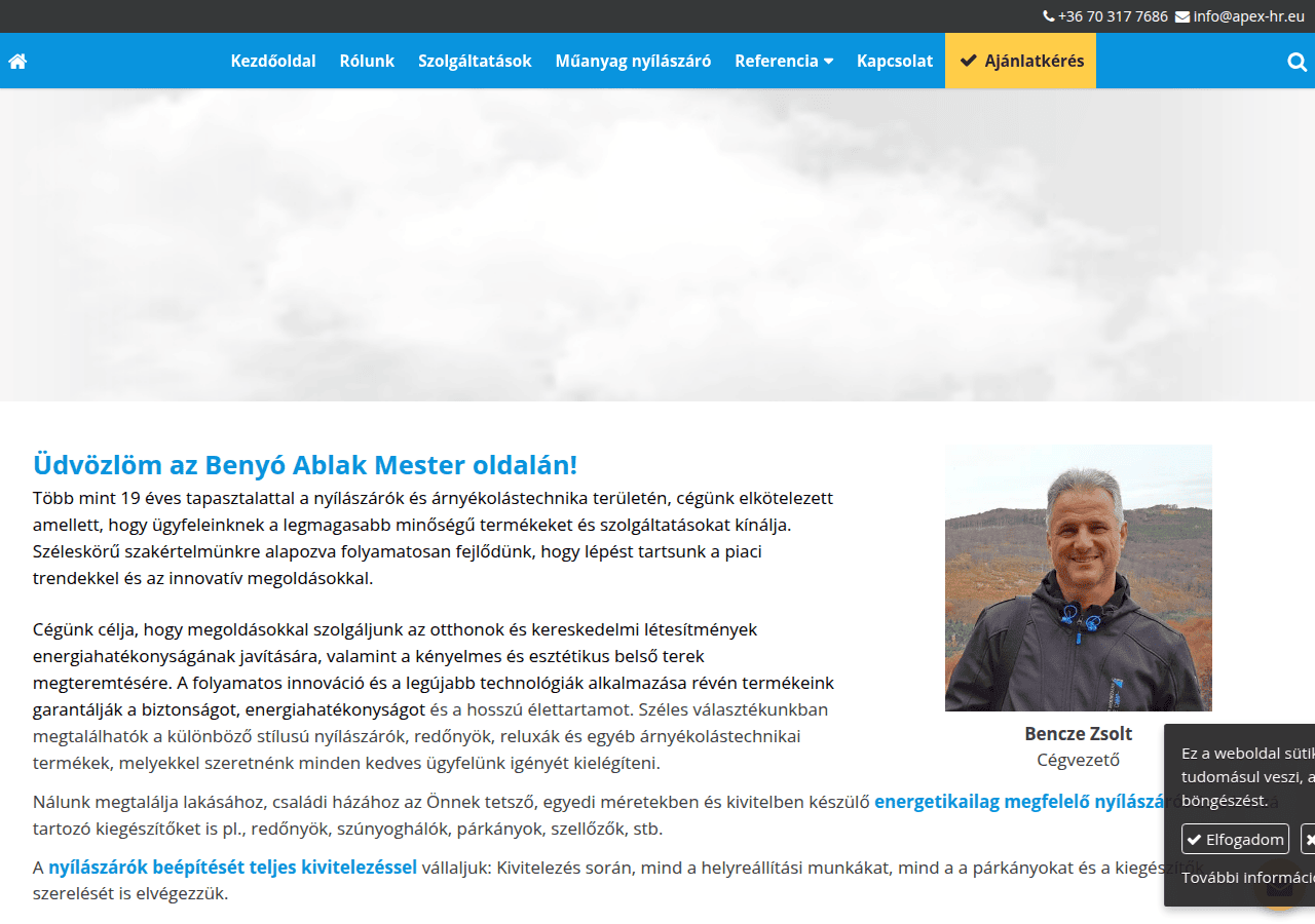 Screenshot of benyoablakmester.com