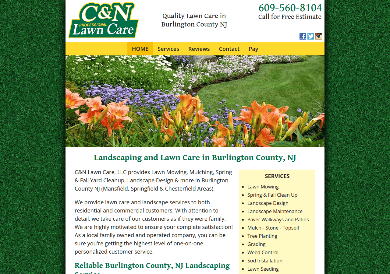 Screenshot of candnlawncare.com