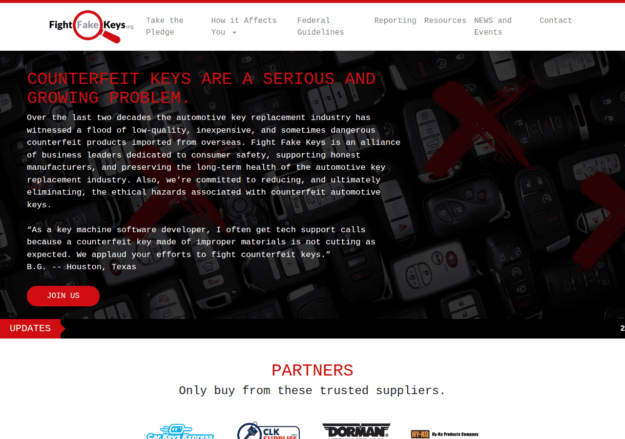 Screenshot of fightfakekeys.org