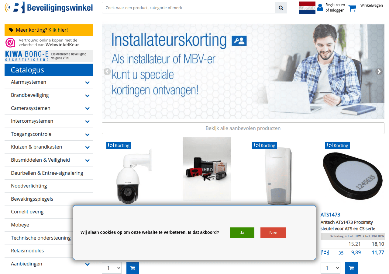 Screenshot of beveiligingswinkel.nl