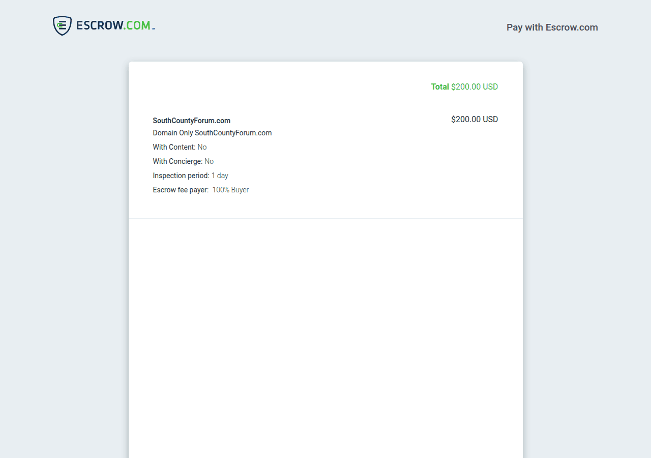 Screenshot of escrow.com
