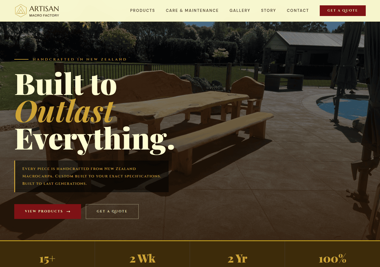 Screenshot of artisanmacrofactory.co.nz