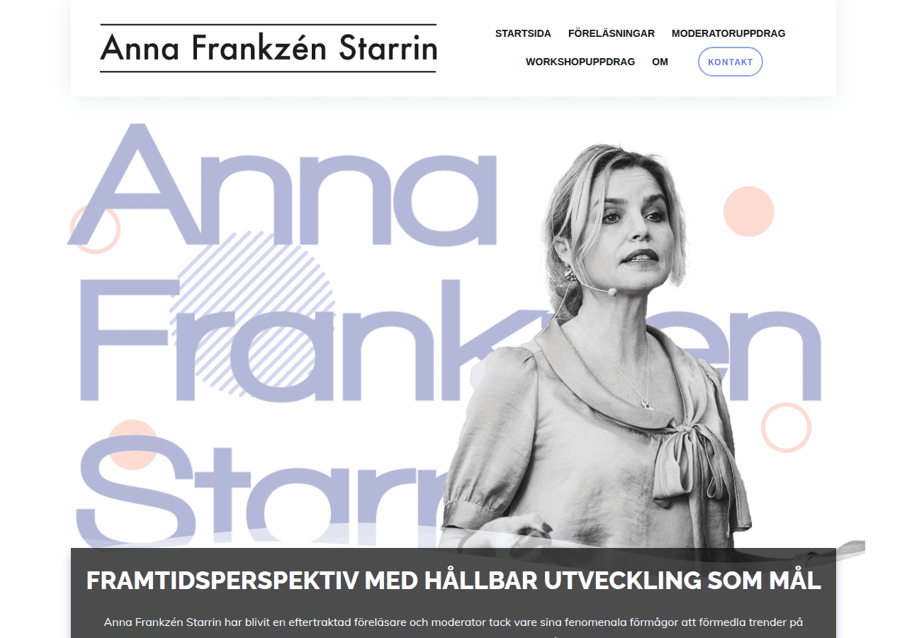 Screenshot of annafrankzenstarrin.com