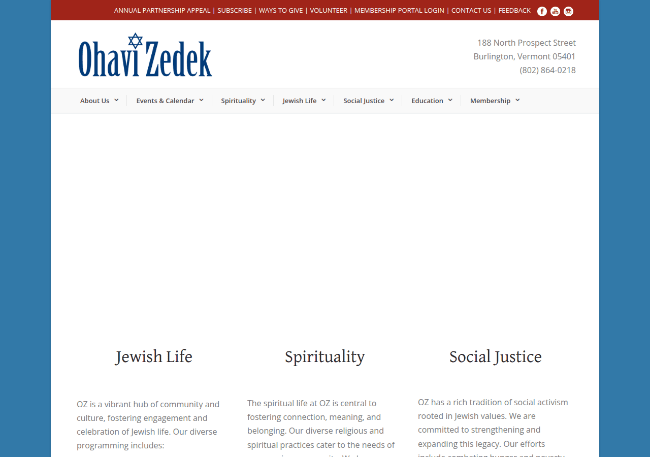 Screenshot of ohavizedek.org
