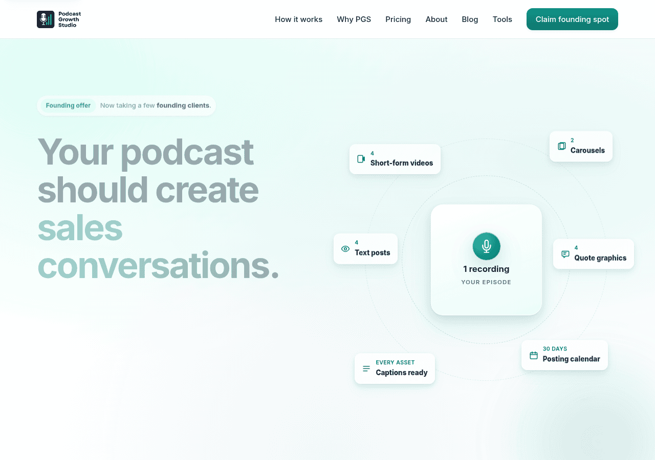 Screenshot of podcastgrowthstudio.com