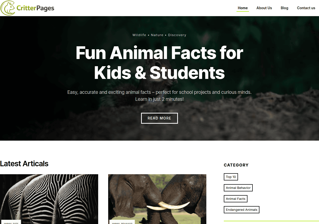 Screenshot of critterpages.com