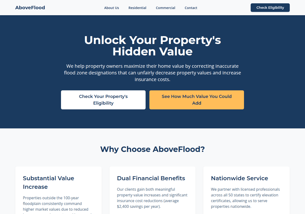 Screenshot of aboveflood.com
