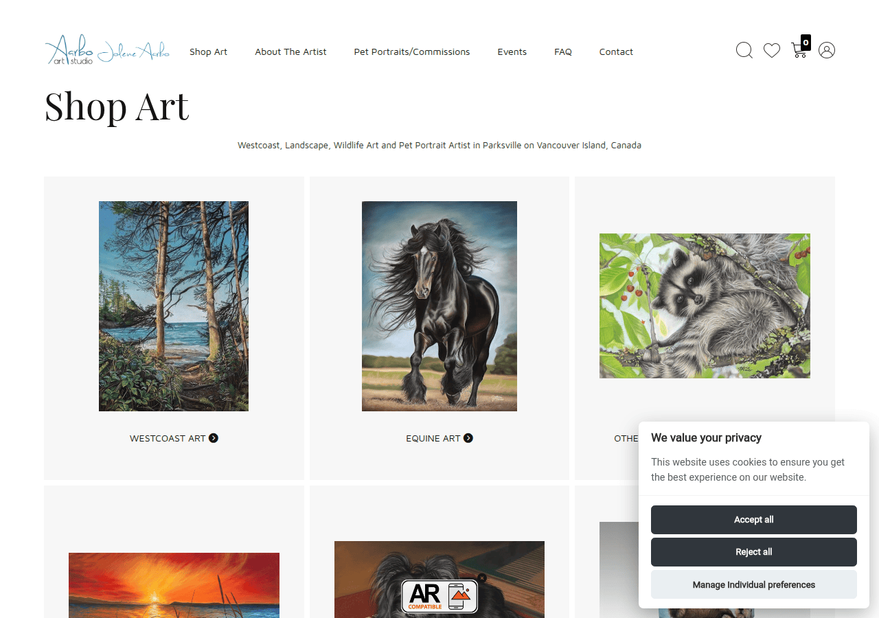 Screenshot of joleneaarboartist.com