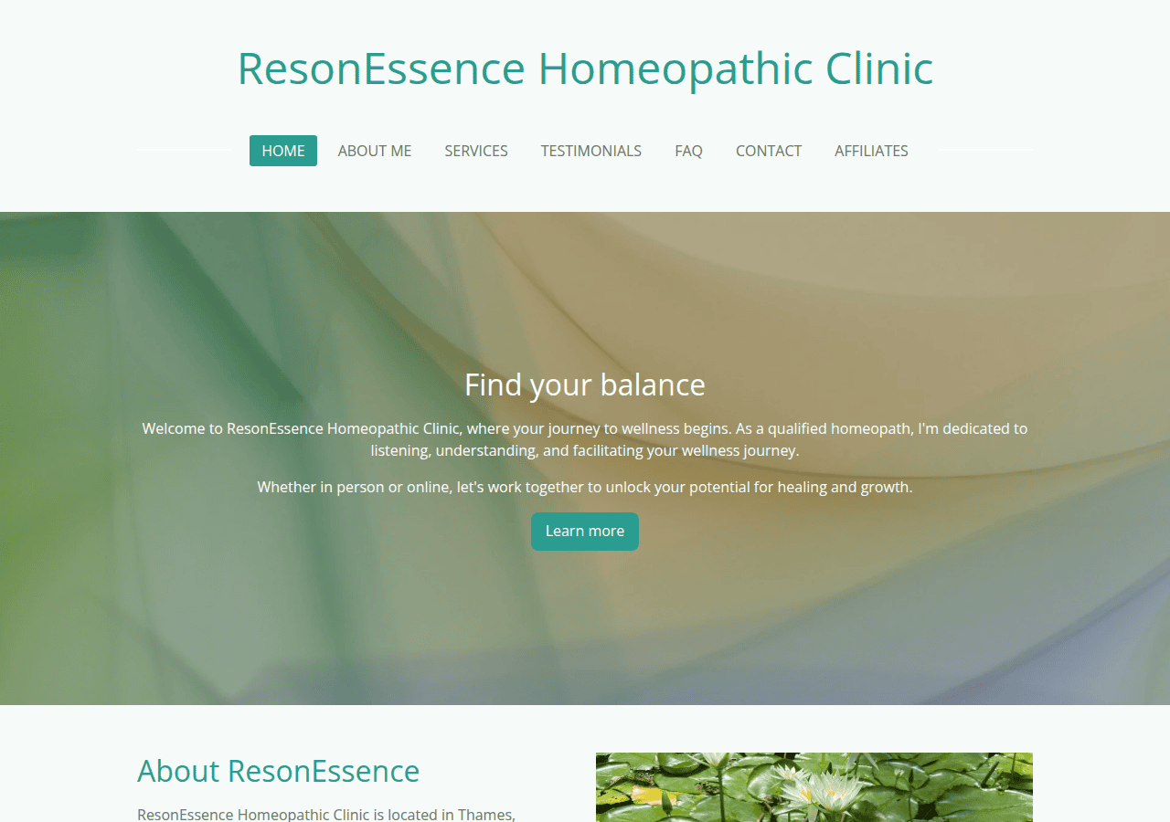 Screenshot of resonessencehomeopathicclinic.co.nz