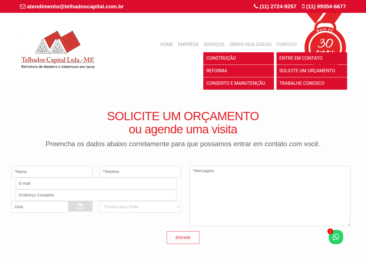 Screenshot of telhadoscapital.com.br