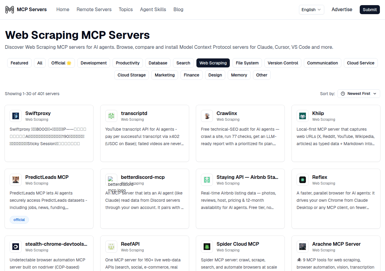 Screenshot of mcpservers.org