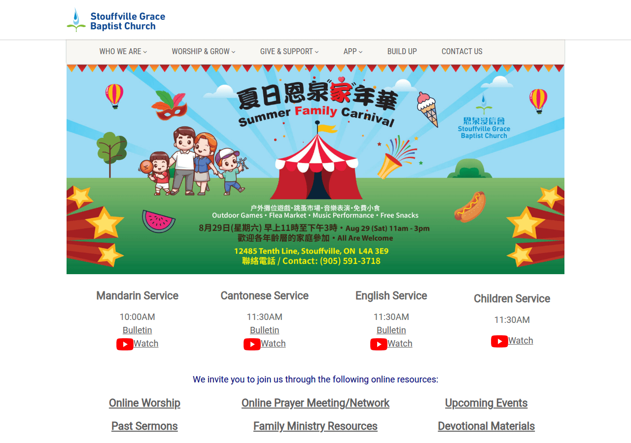 Screenshot of stouffvillegrace.ca