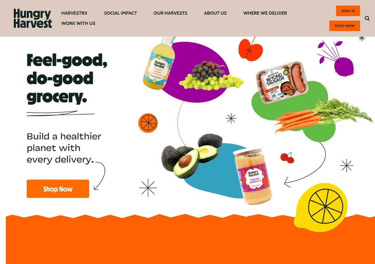 Screenshot of hungryharvest.net