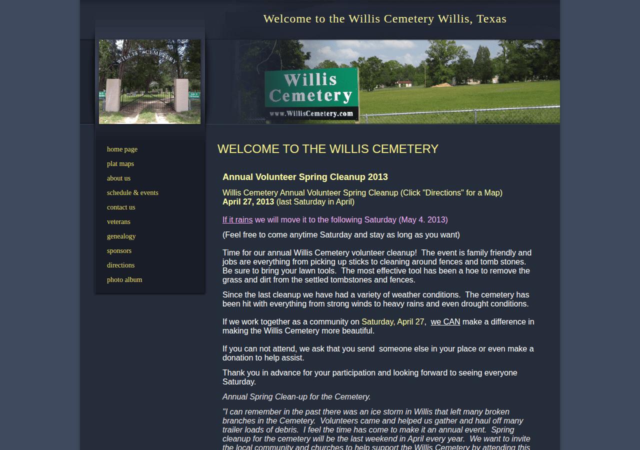 Screenshot of williscemetery.com