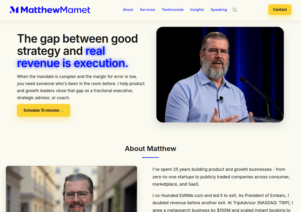 Screenshot of matthewmamet.com