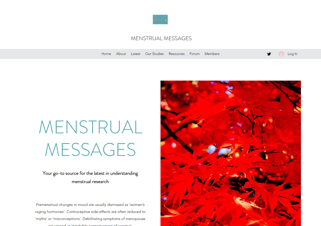 Screenshot of menstrualmessages.com