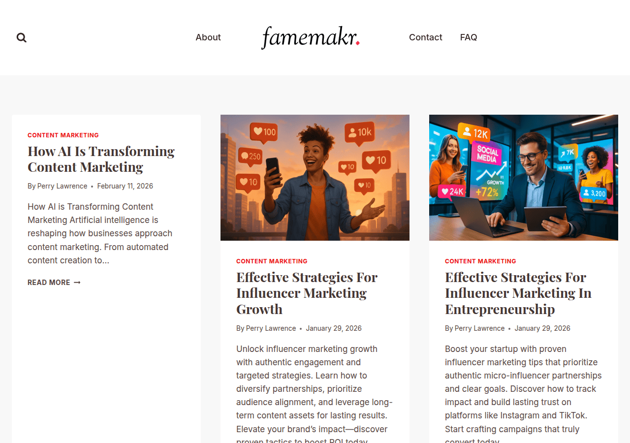 Screenshot of famemakr.com