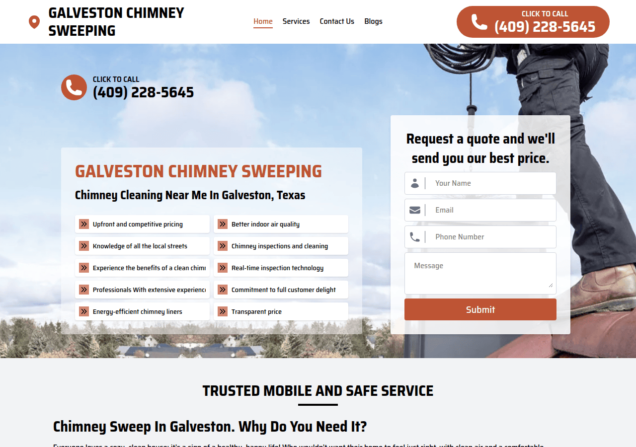 Screenshot of galvestonchimneysweep.us