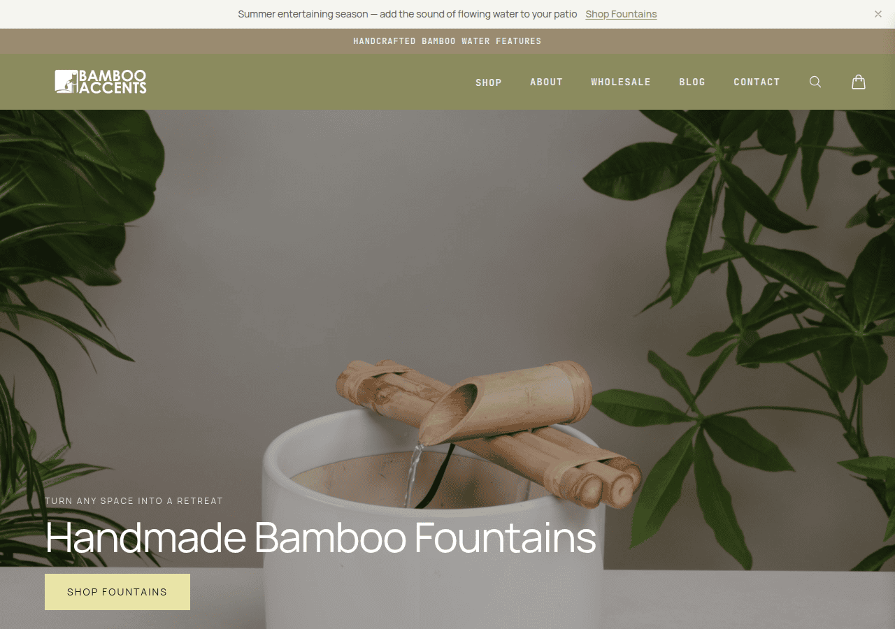 Screenshot of shopbambooaccents.com