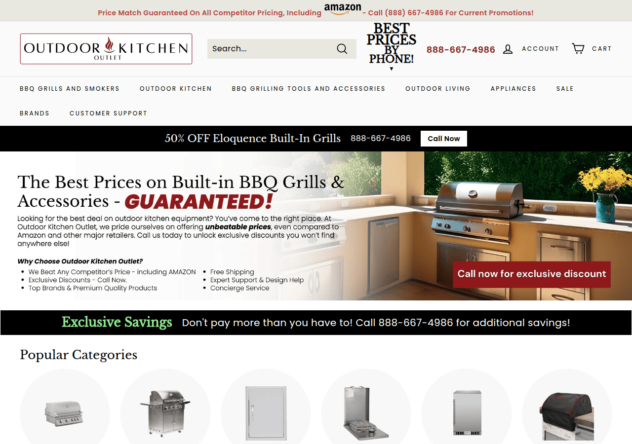 Screenshot of outdoorkitchenoutlet.com