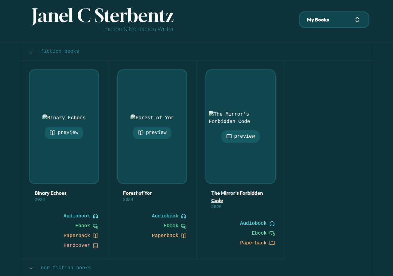 Screenshot of janelcsterbentz.com