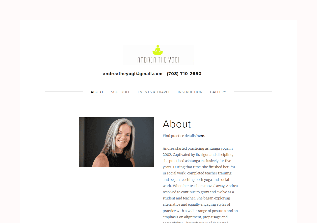 Screenshot of andreatheyogi.com