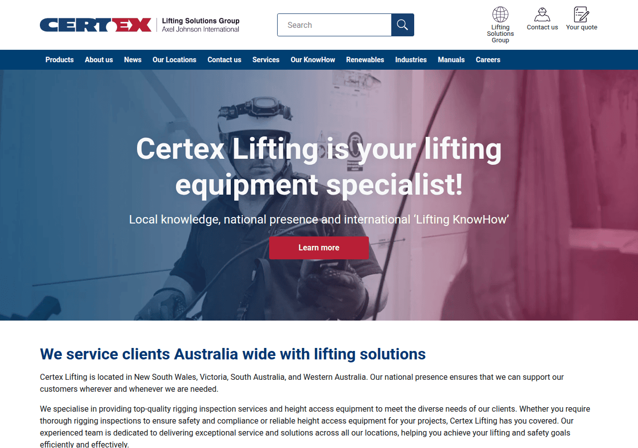 Screenshot of certexlifting.com.au