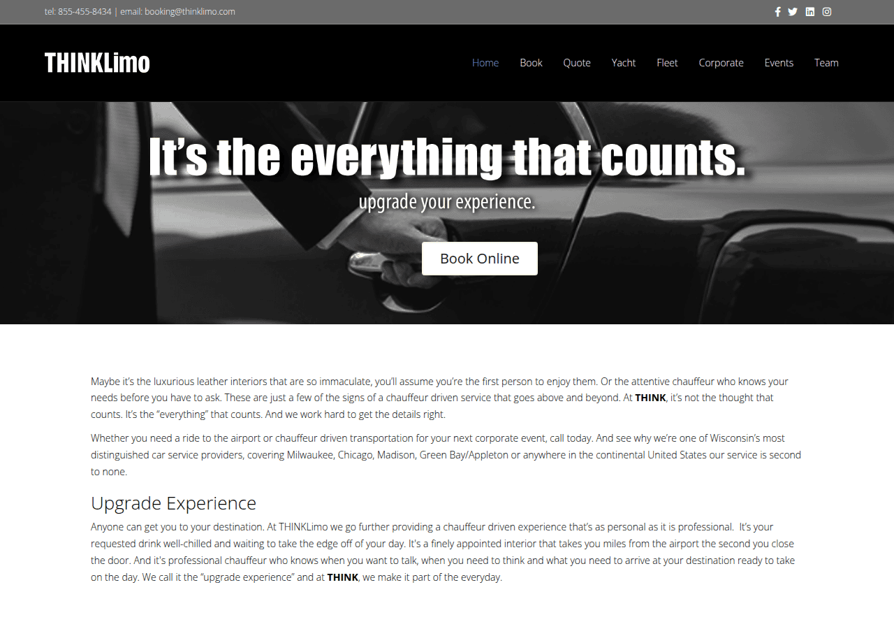Screenshot of thinklimo.com