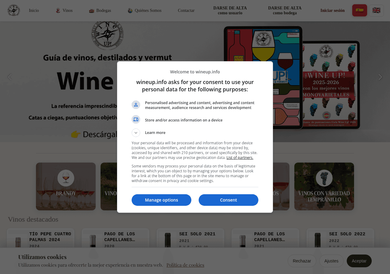 Screenshot of wineup.info