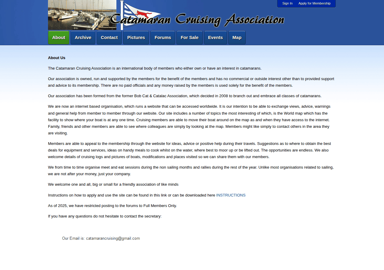 Screenshot of catamarancruising.org