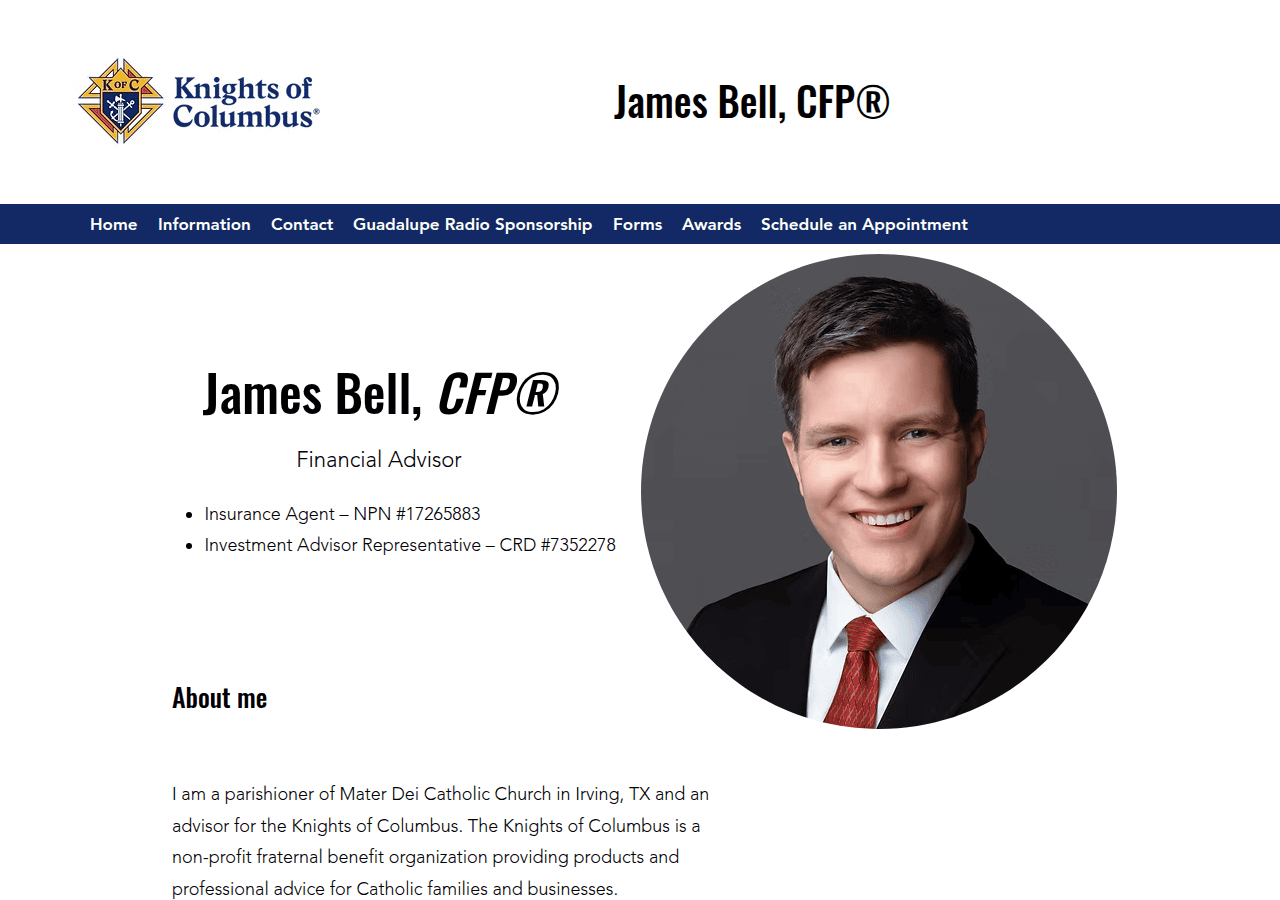 Screenshot of jamesbellcfp.com