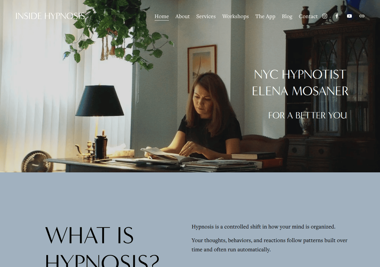 Screenshot of insidehypnosis.com