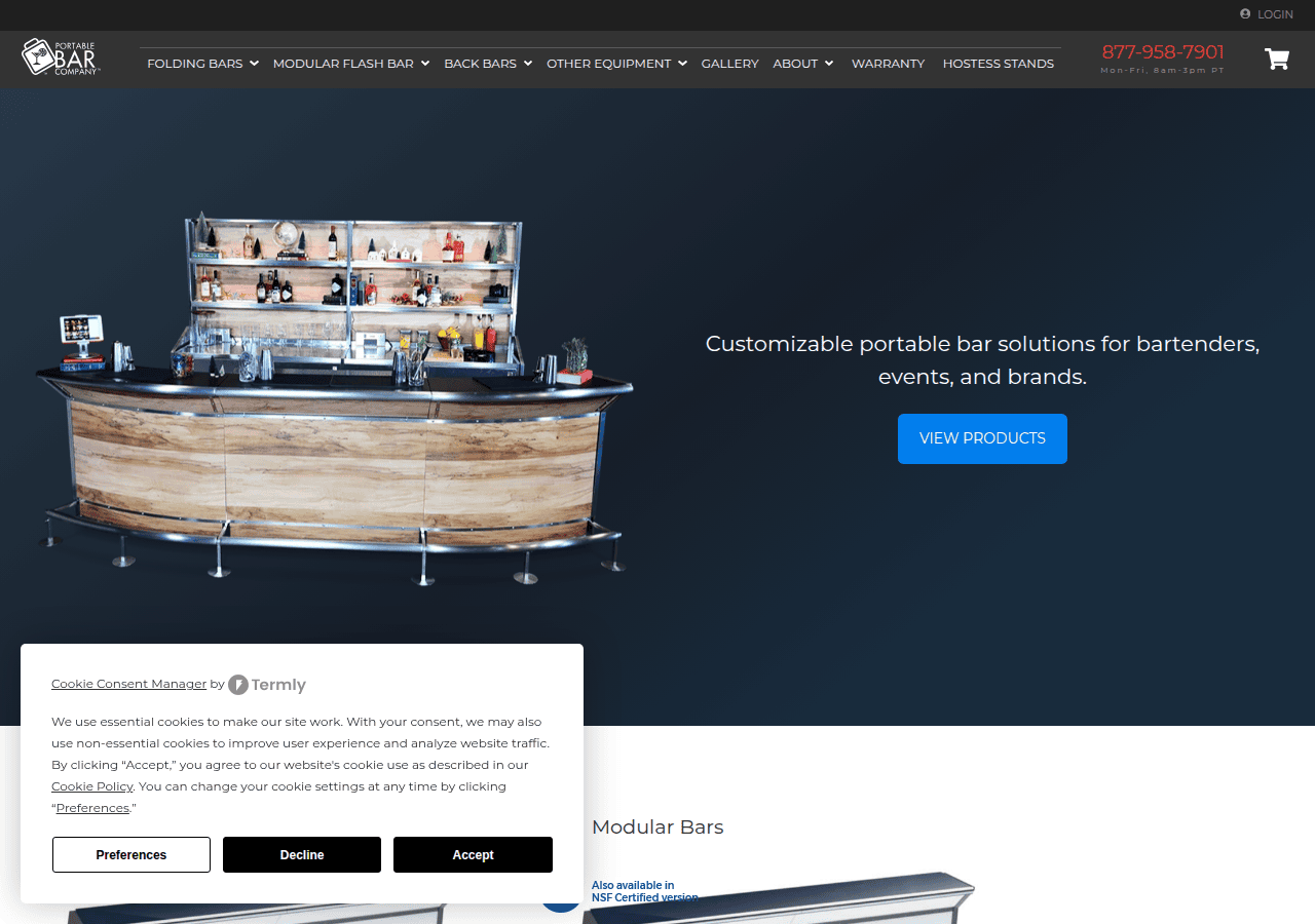 Screenshot of theportablebarcompany.com