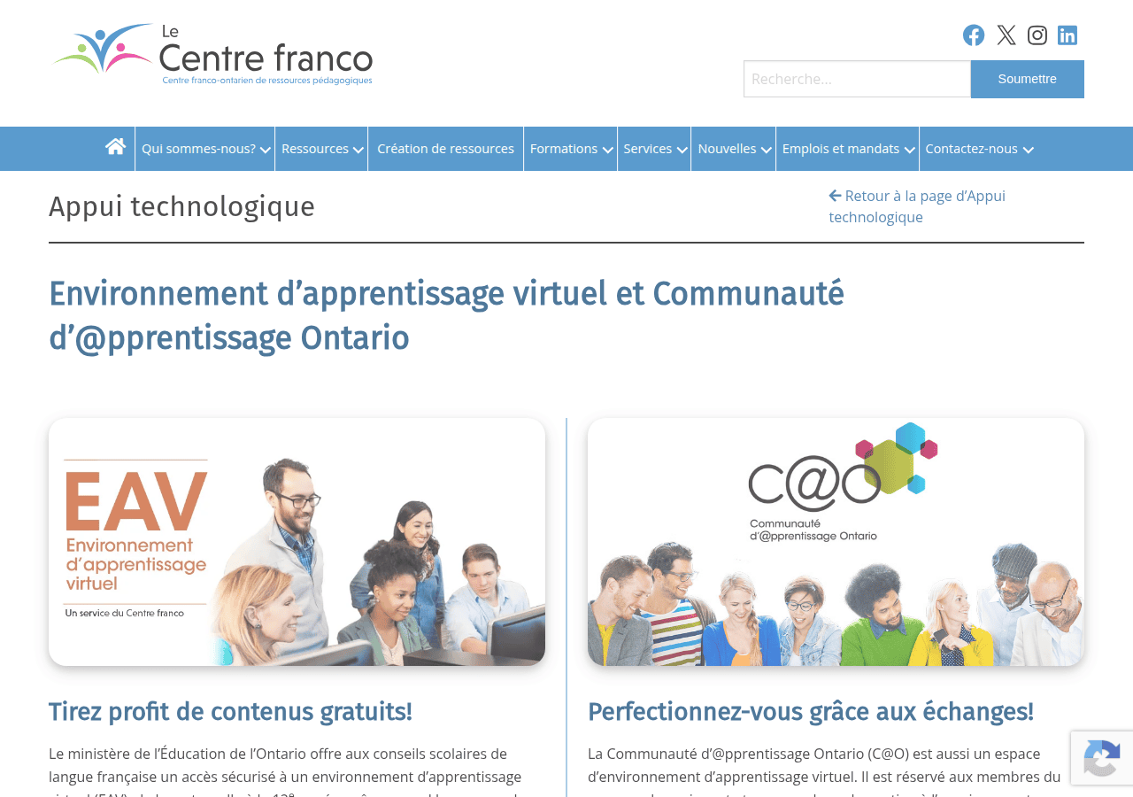 Screenshot of lecentrefranco.ca