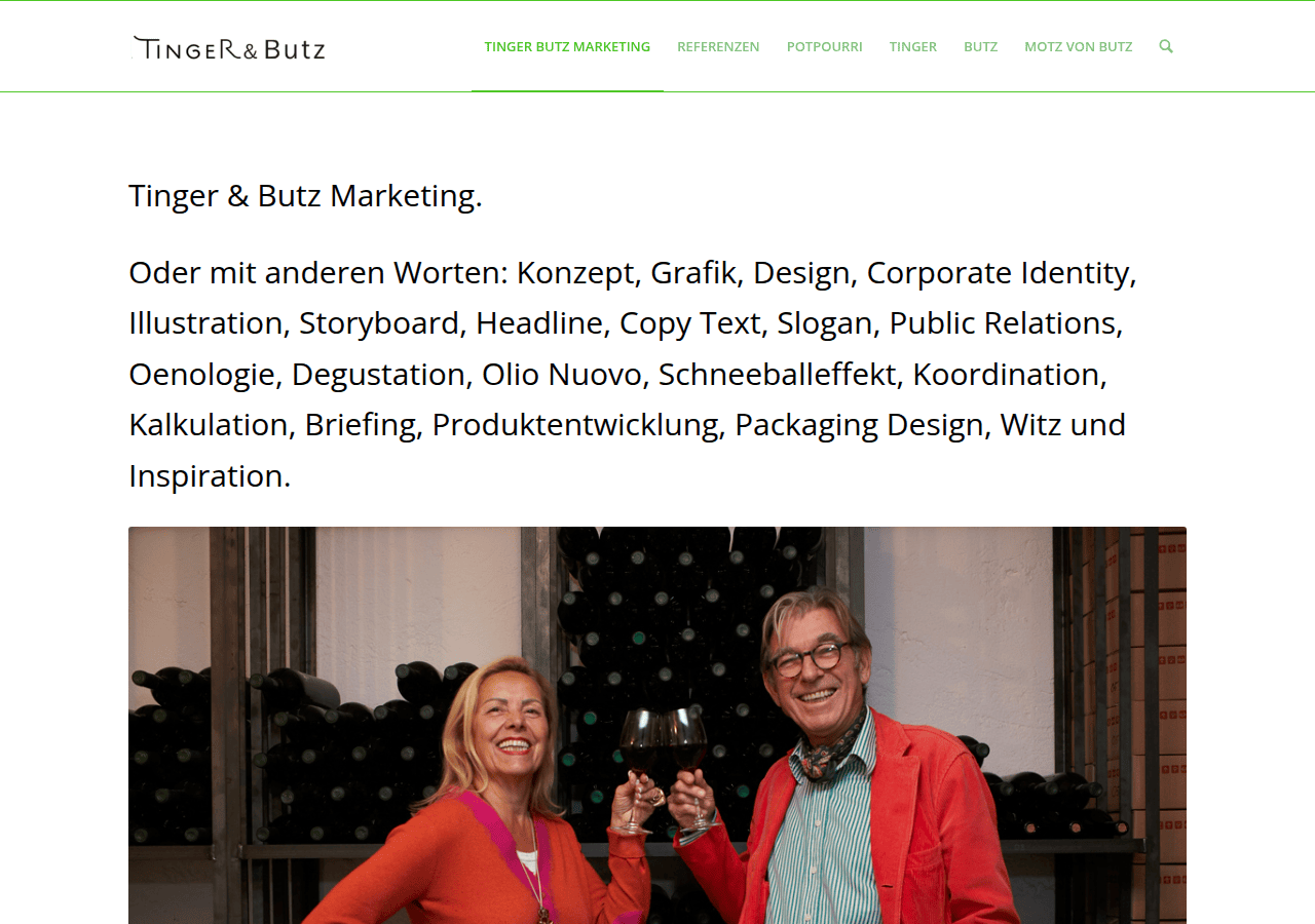 Screenshot of tingerbutzmarketing.ch