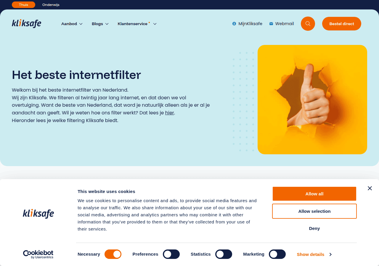 Screenshot of kliksafe.nl