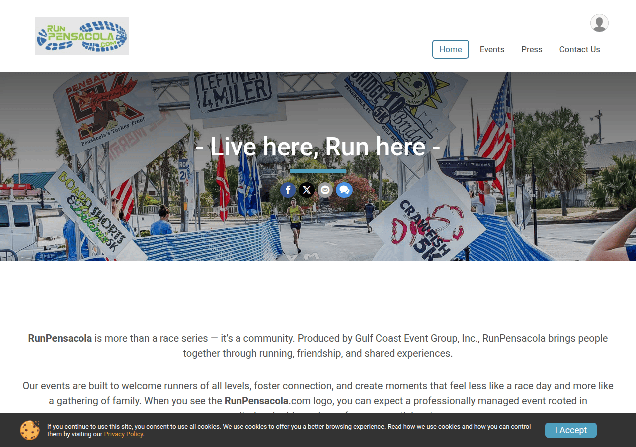 Screenshot of runpensacola.com