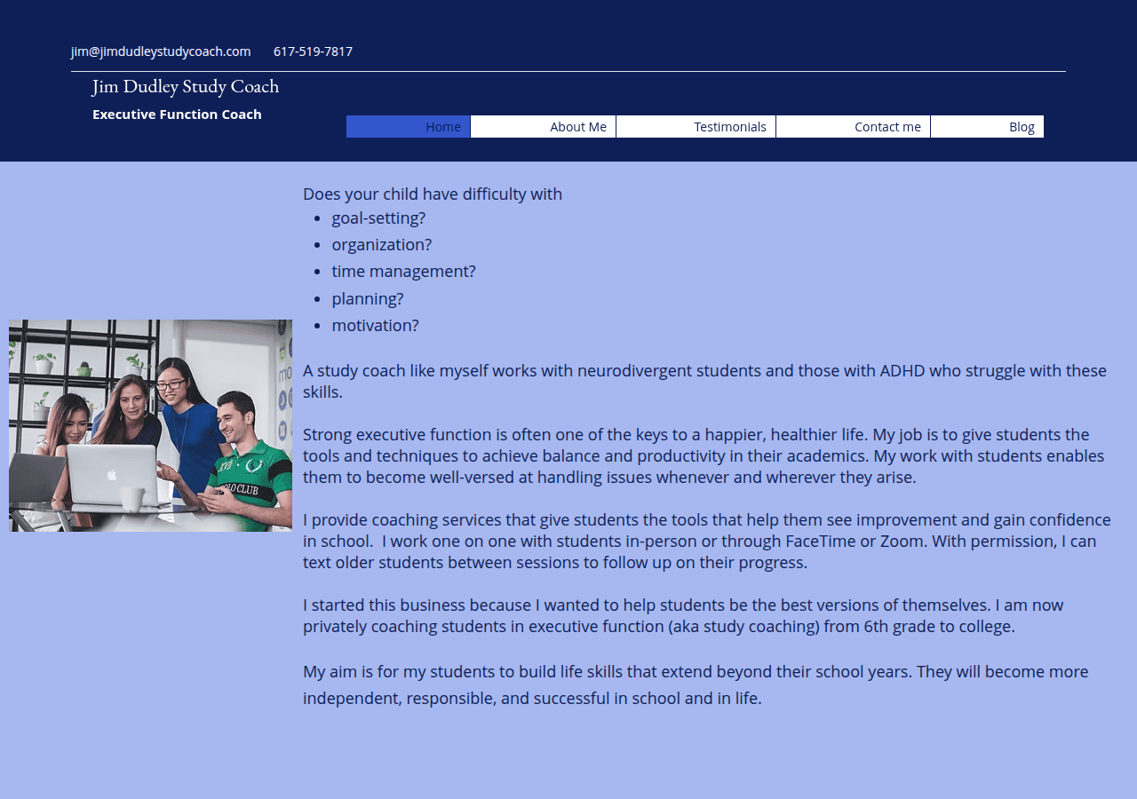 Screenshot of jimdudleystudycoach.com