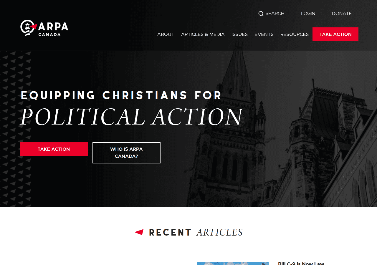 Screenshot of arpacanada.ca