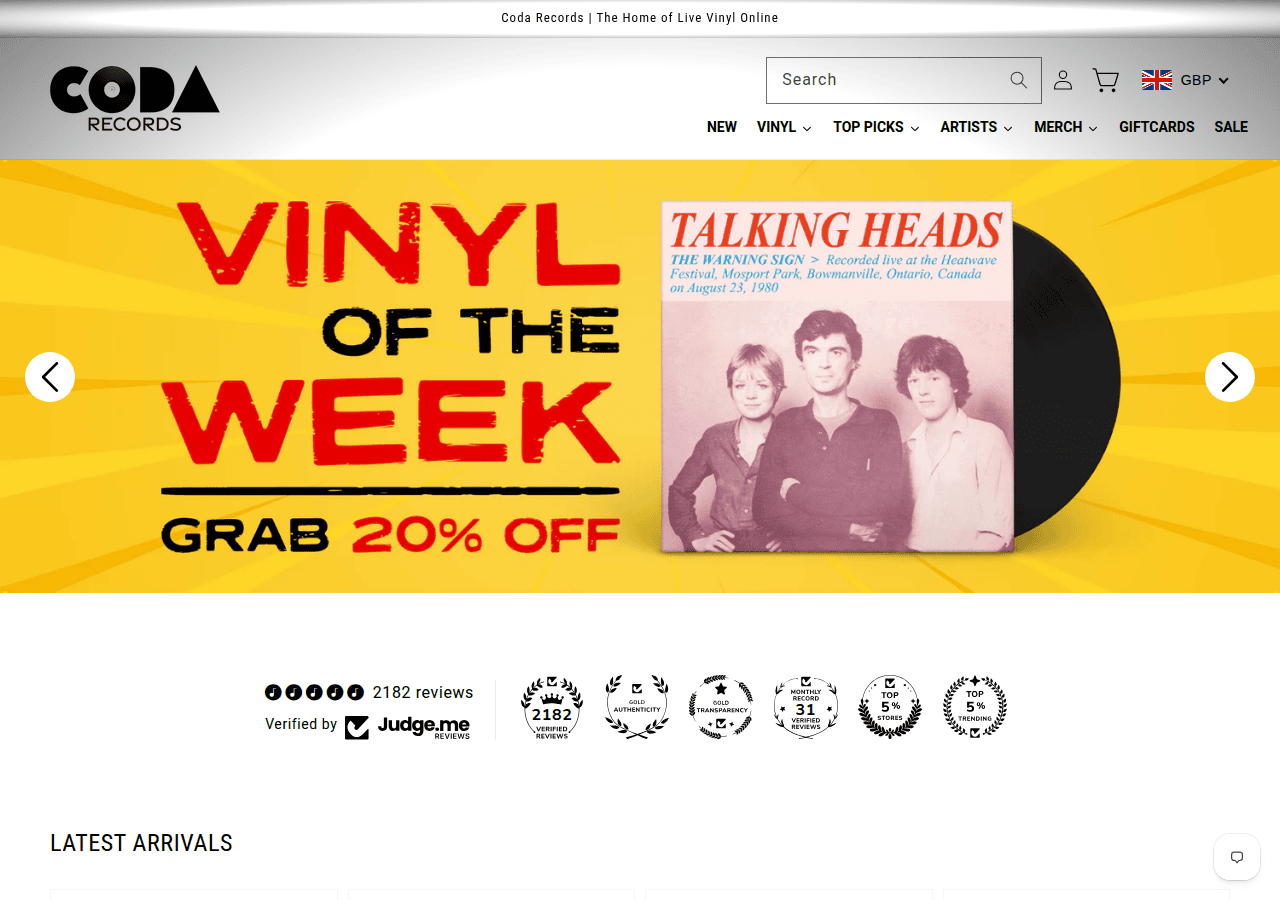 Screenshot of codarecords.co.uk