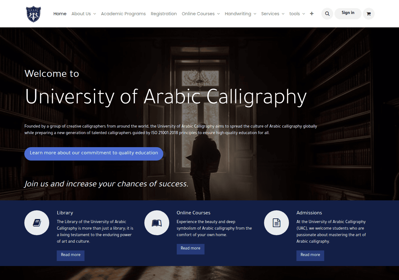 Screenshot of uacalligraphy.ac