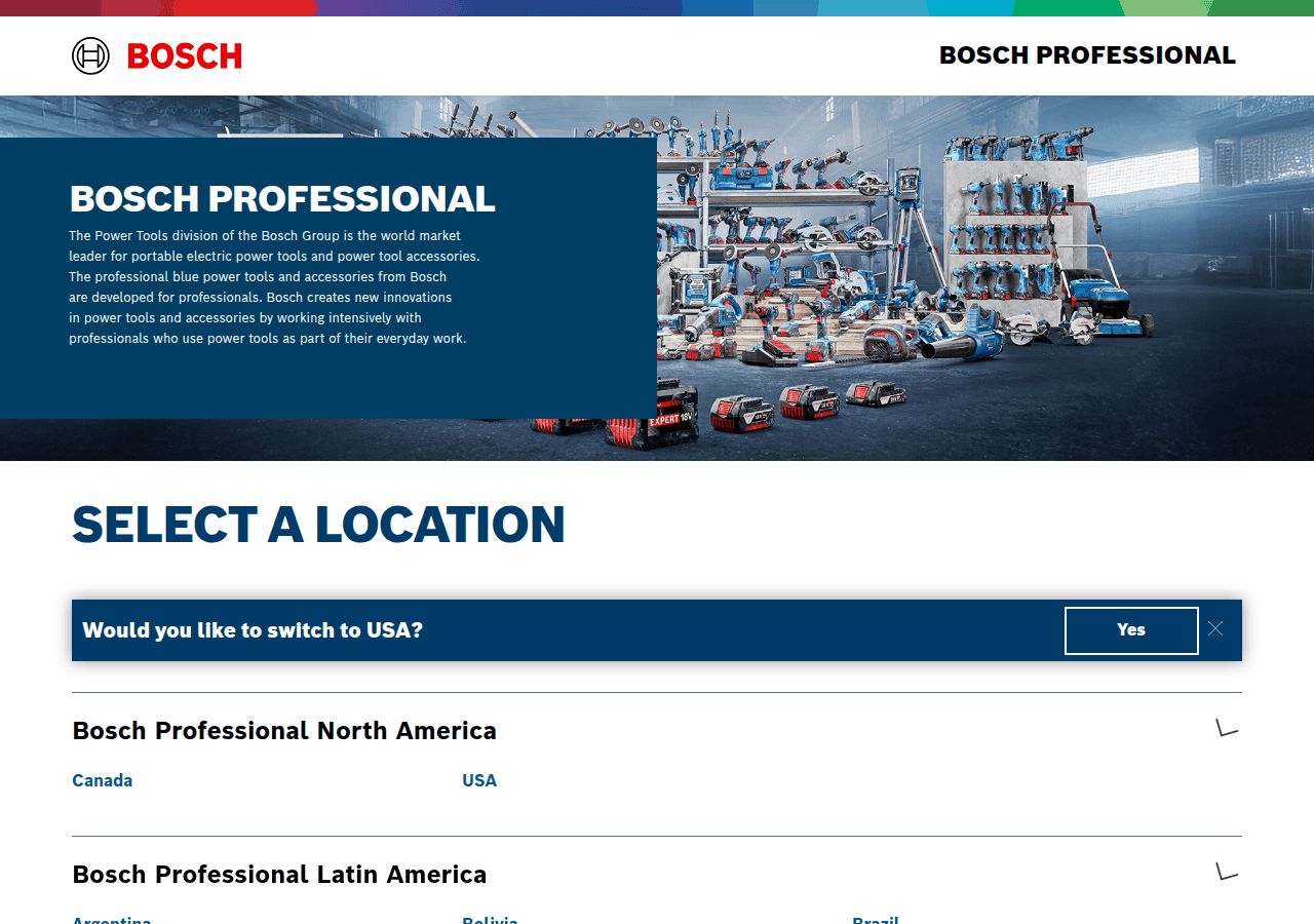 Screenshot of bosch-professional.com