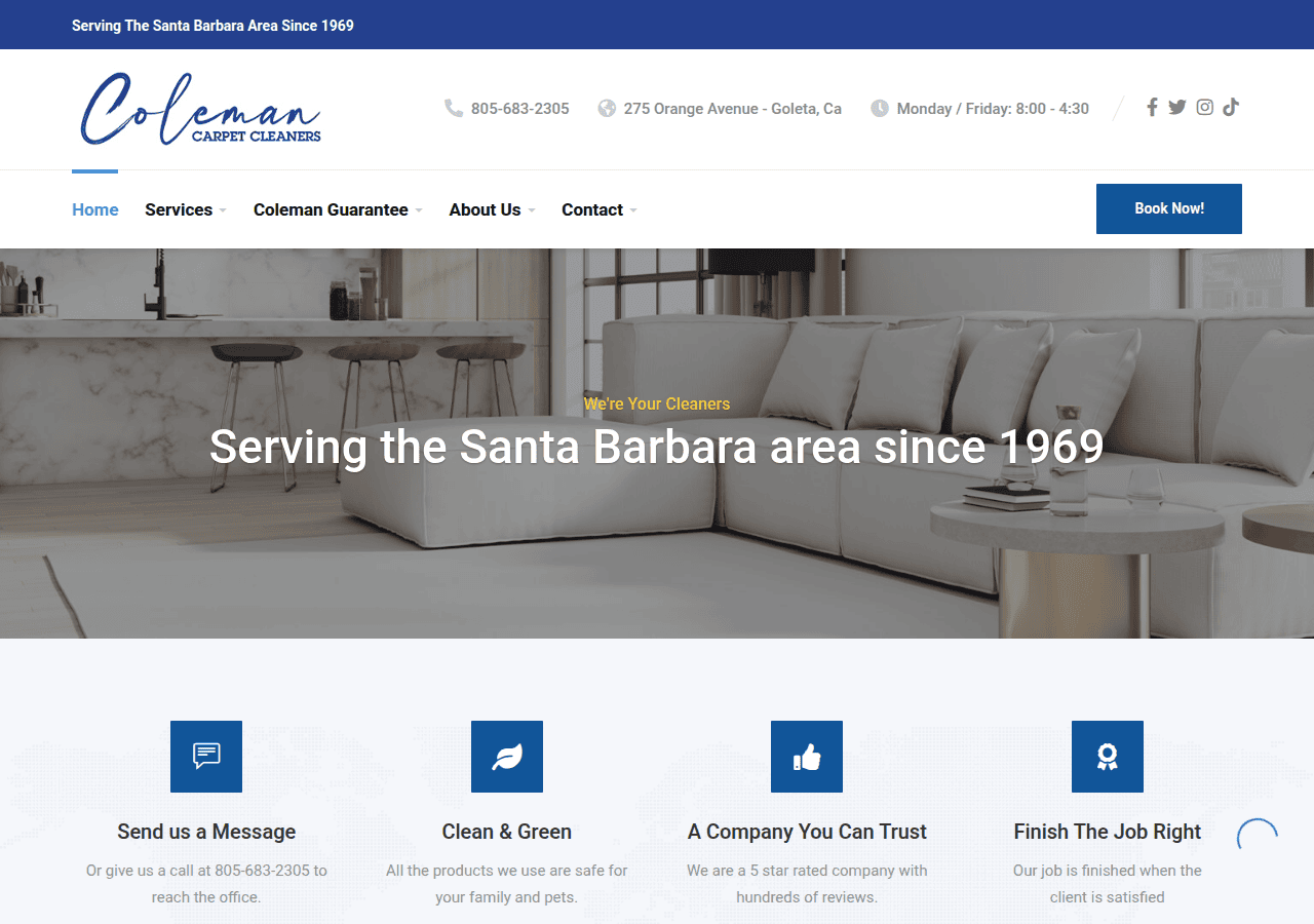 Screenshot of colemancarpetcleaners.com