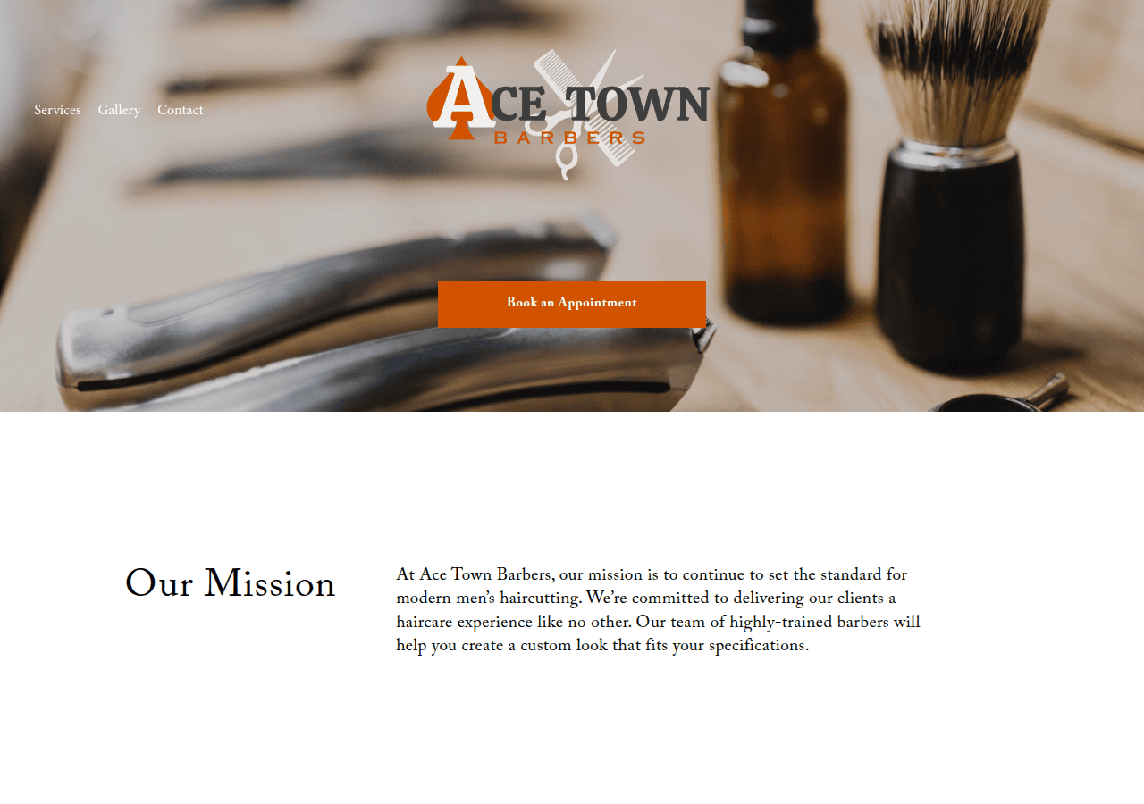 Screenshot of acetownbarbers.com
