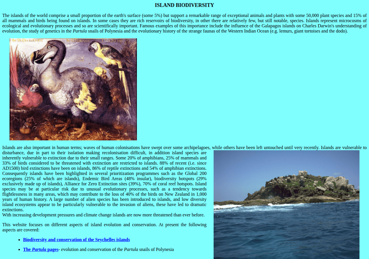 Screenshot of islandbiodiversity.com
