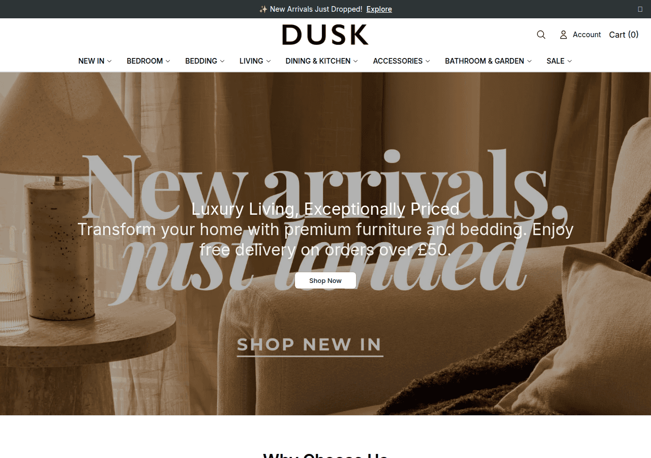 Screenshot of duskyliving.shop